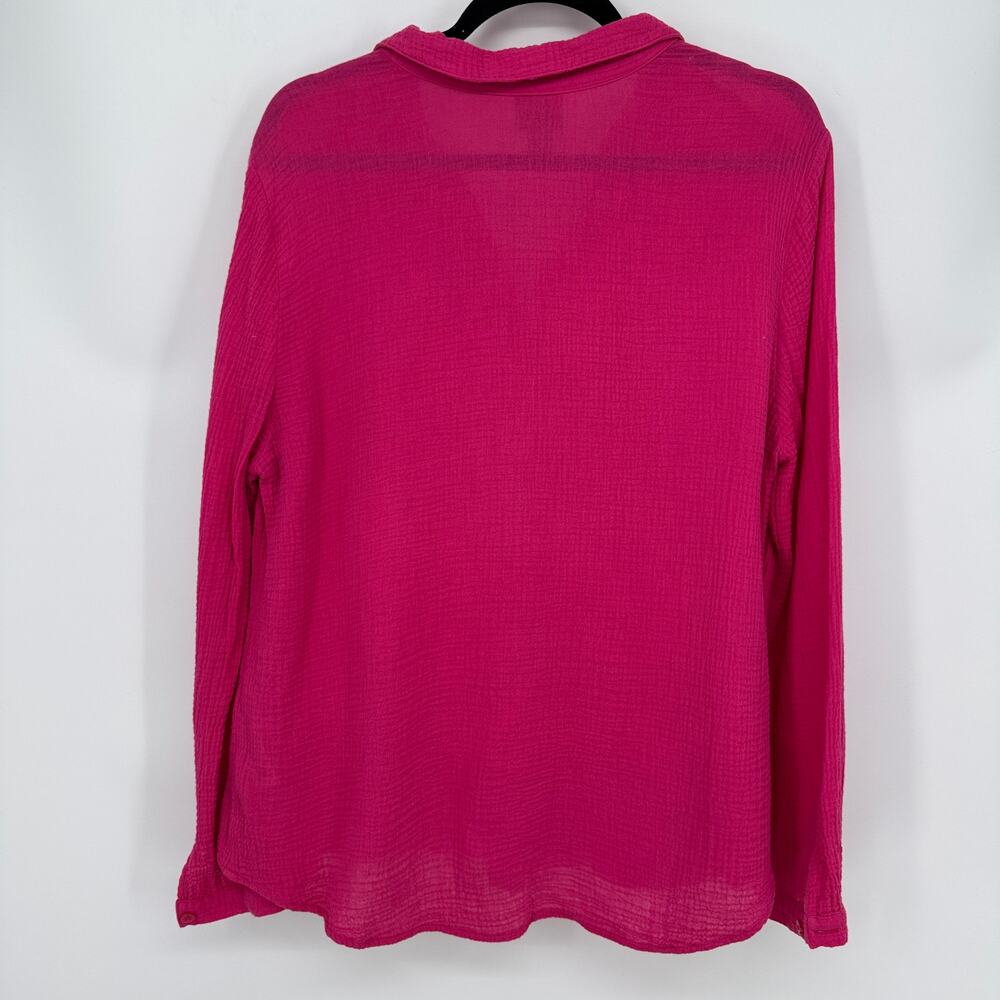Chico's Women's 2/L Pink Gauzy Cotton Lagenlook Blouse - Picture 2 of 7
